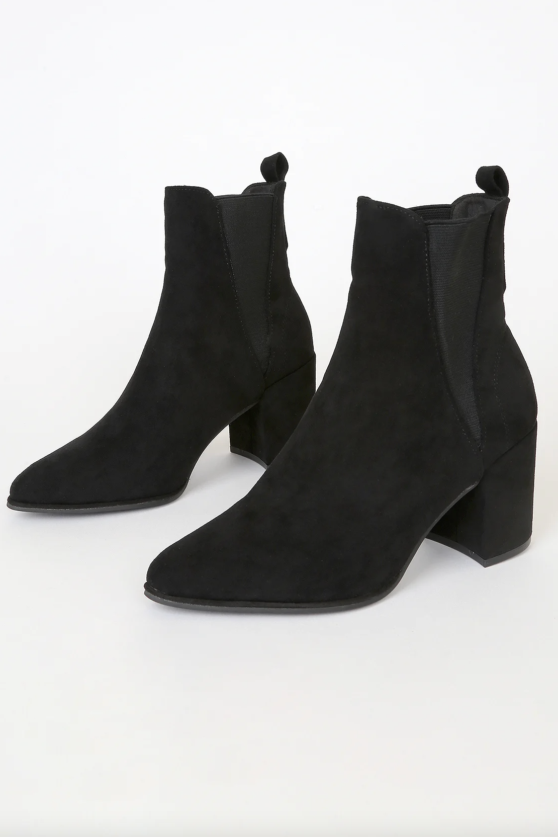 Lulus Zandra Black Suede Pointed-Toe Ankle Booties