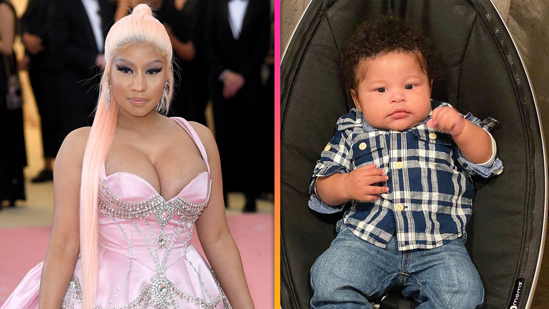 Nicki Minaj Holds Her Baby Boy Wearing Fendi Brown Logo Side