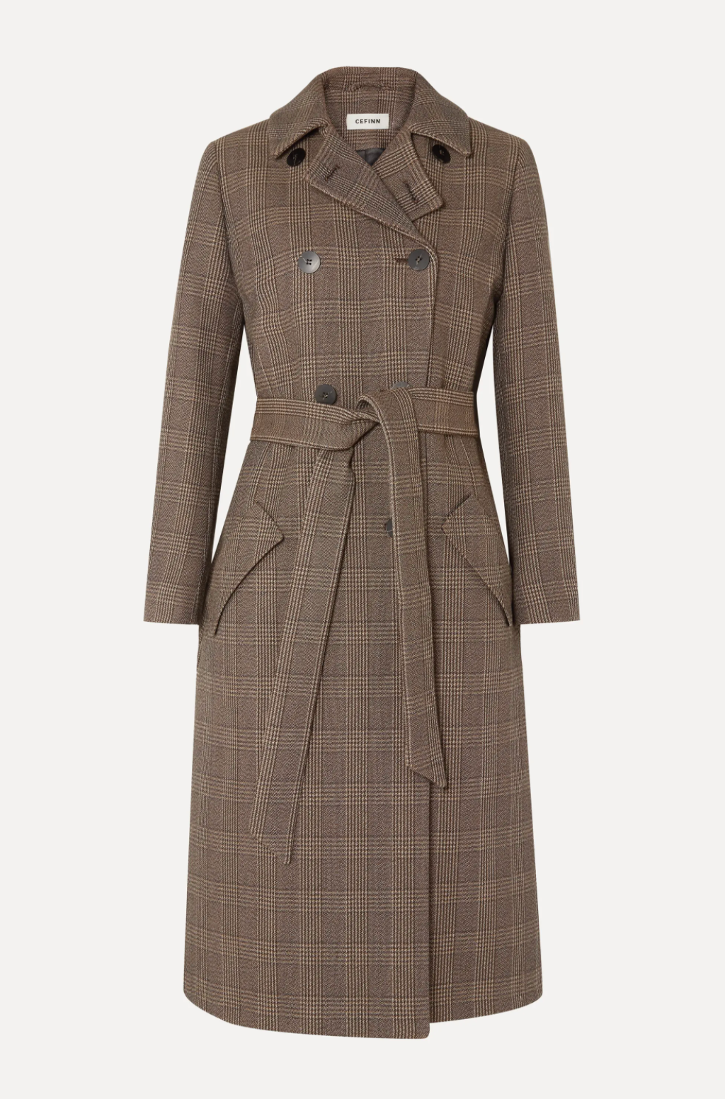 Cefinn Sullivan belted Prince of Wales checked cotton-blend trench coat