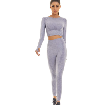 Seamless Athletic Set Leggings and Long Sleeve Top