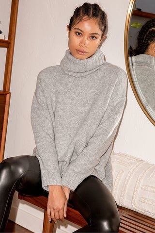 Favorite Dream Heather Grey Turtleneck Sweater