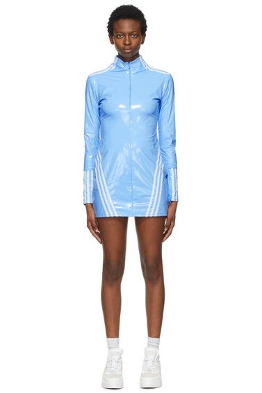 Adidas x Ivy Park Blue Latex Full-Zip Dress