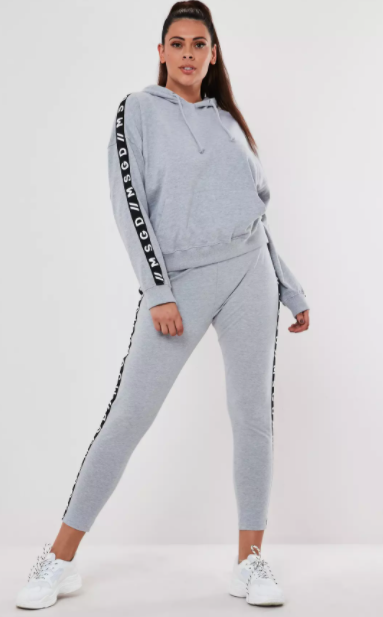 Missguided Plus Size Active Gray Co Ord Msgd Lounge Hoodie