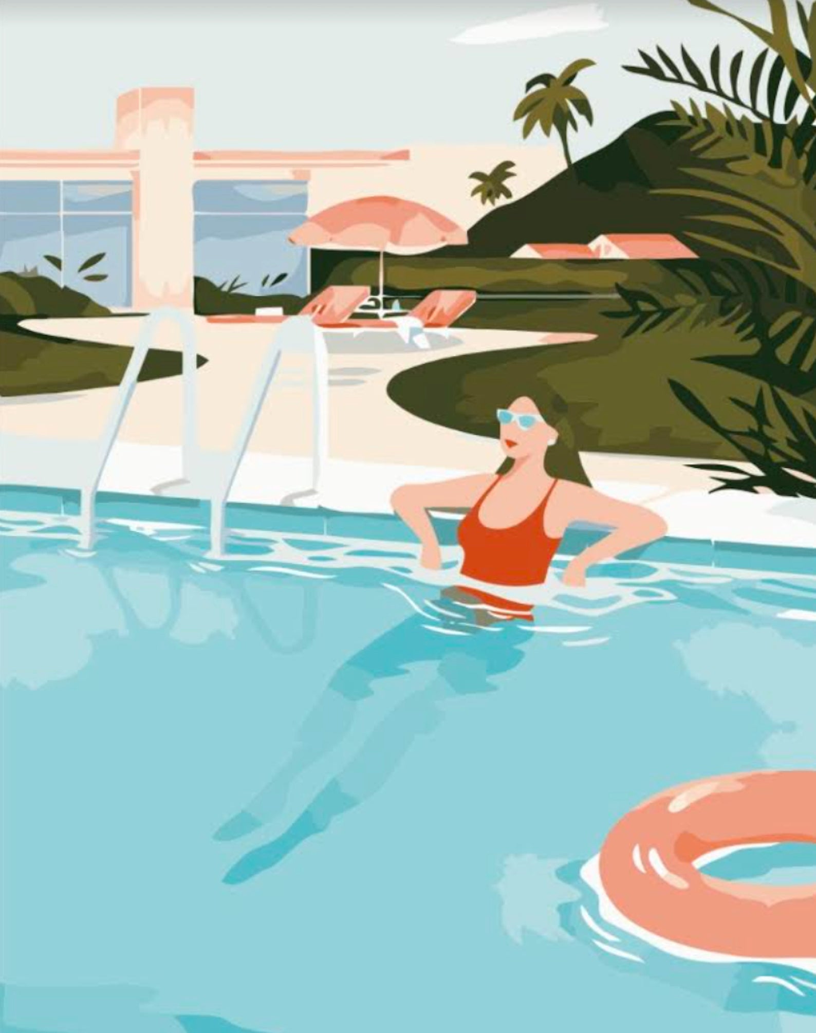 Summer Pool Day Adult Paint by Number Set
