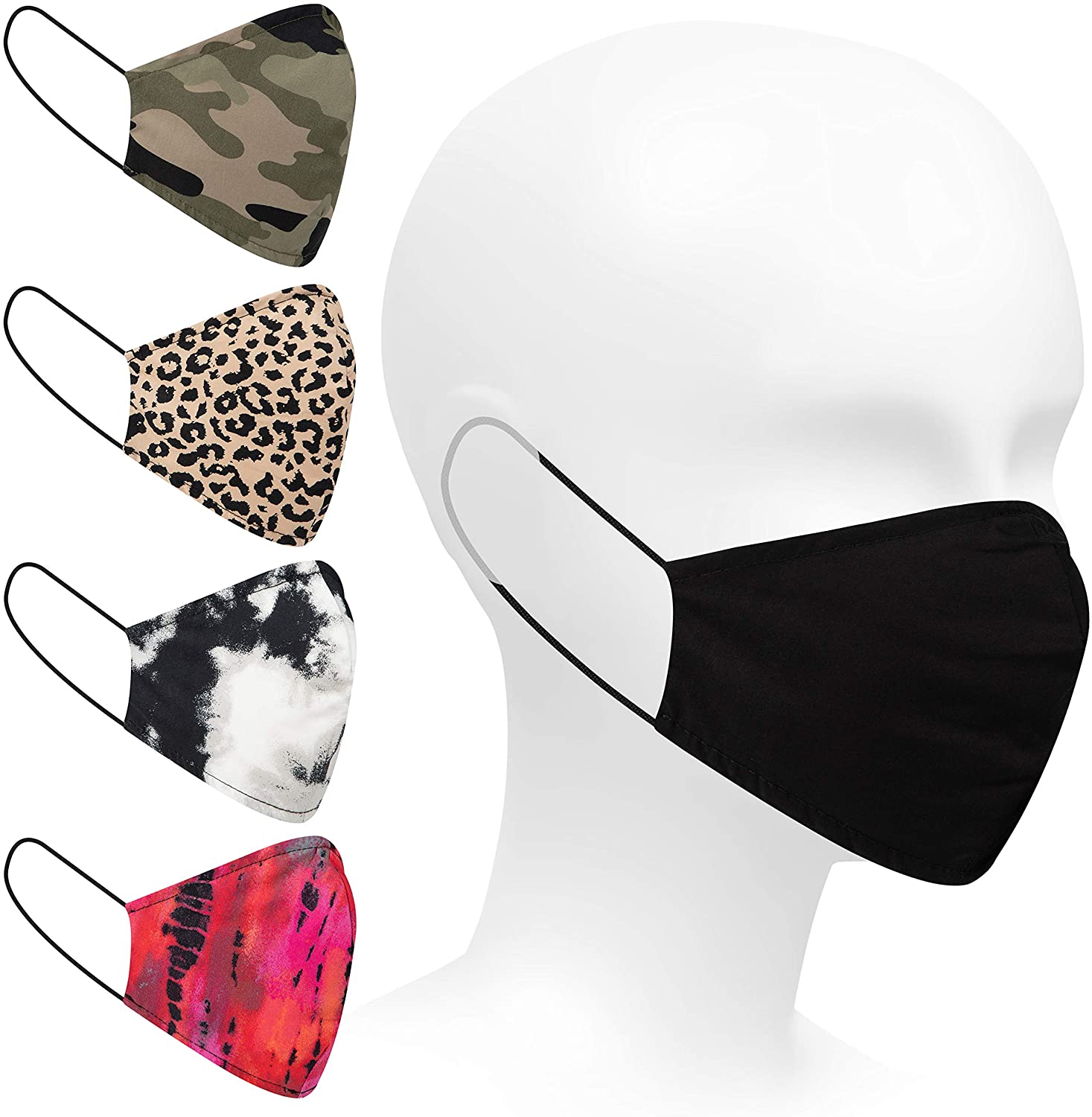 Safety Smile 5-Pack Fashion Designer Unisex Washable Reusable 100% Cotton Face Mask