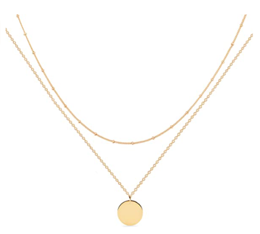 Mevecco Layered Necklace Pendant Handmade 18k Gold Plated 