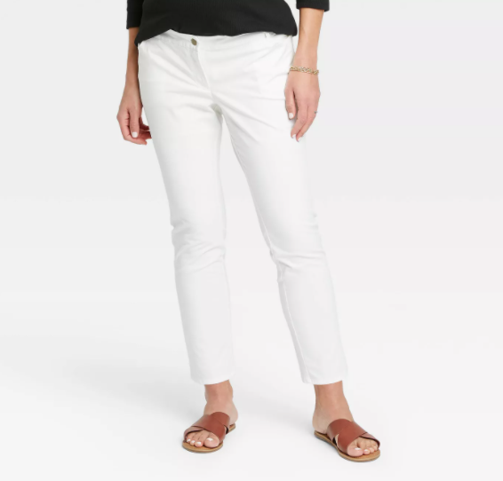 The Nines by HATCH Maternity Classic 5 Pocket Cotton Twill Skinny Pants White