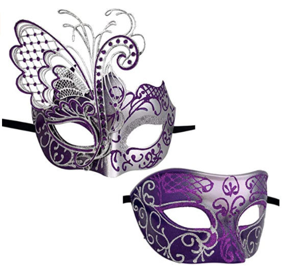 Xvevina Couples Pair Mardi Gras Masks Set