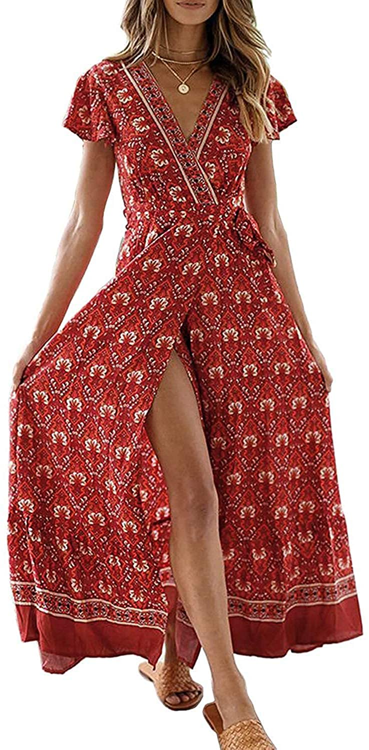 ZESICA Bohemian Floral Maxi Dress