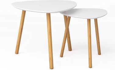 BAMEOS Bamboo Modern Minimalist Set of 2 Coffee Table Set