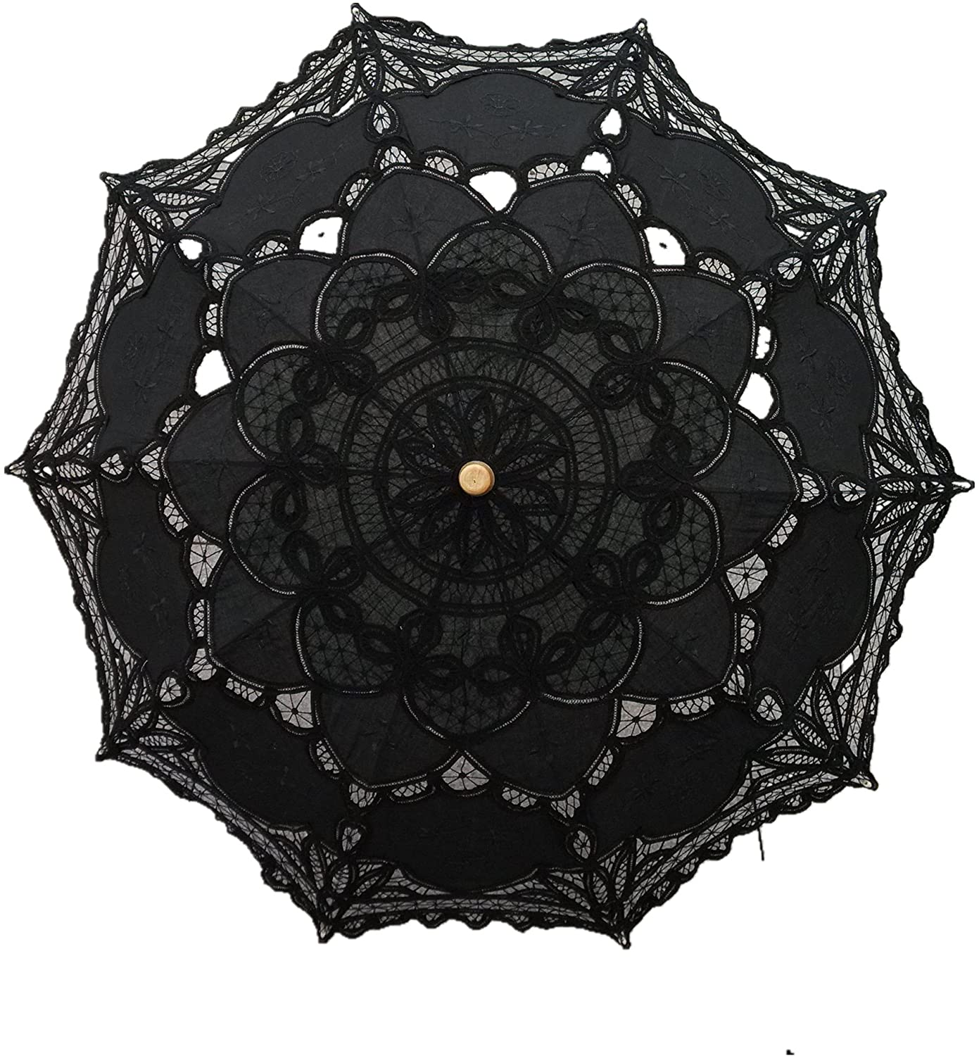 Aeaoa Handmade Black Lace Parasol Umbrella