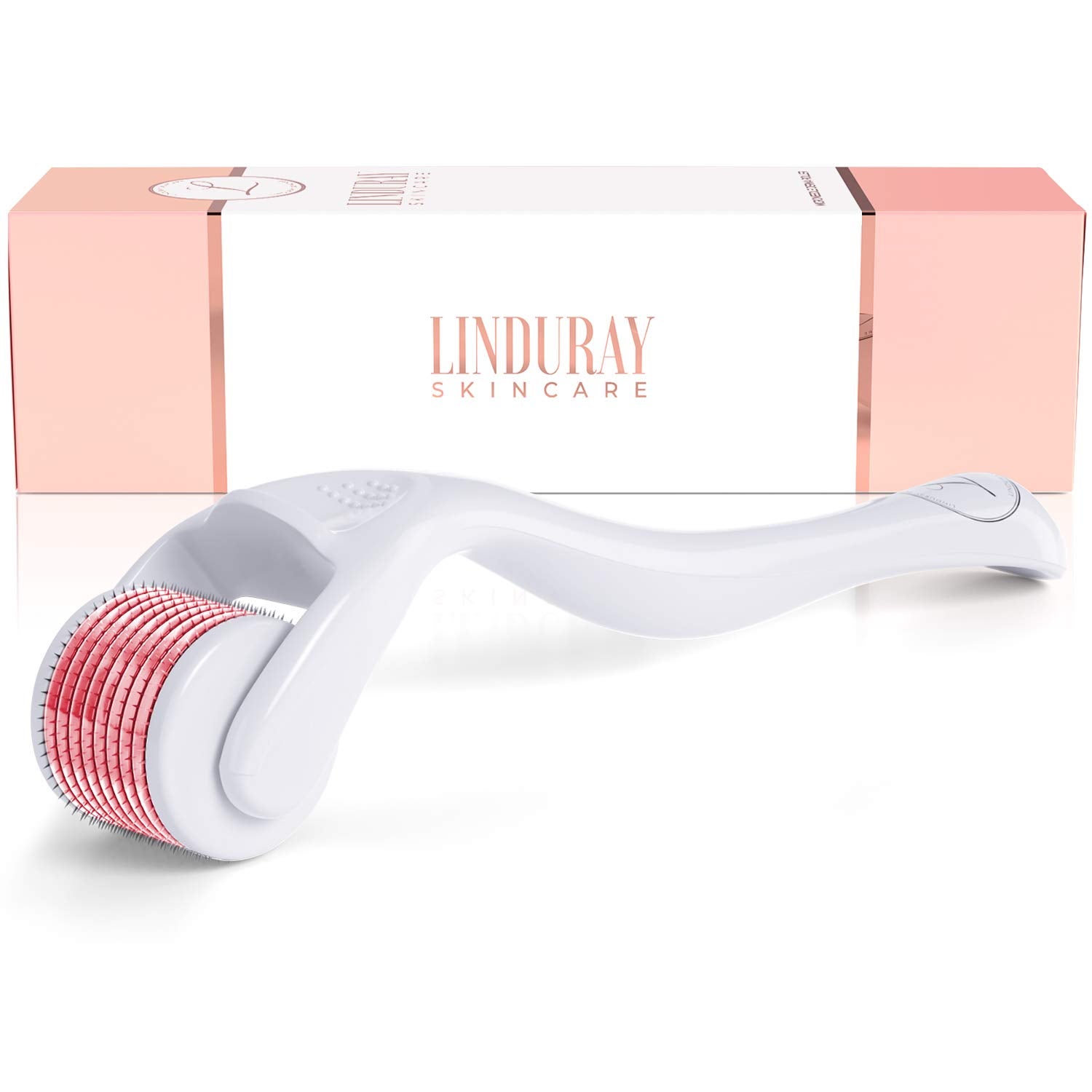 Linduray Skincare Derma Roller Microneedling Kit for Face 0.25mm - Microneedle Face Roller Microdermabrasion Tool 540 Titanium Micro Needles for Facial, Beard & Hair Growth