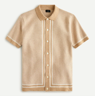 J.Crew Cotton Bird's-Eye Short-Sleeve Polo Sweater