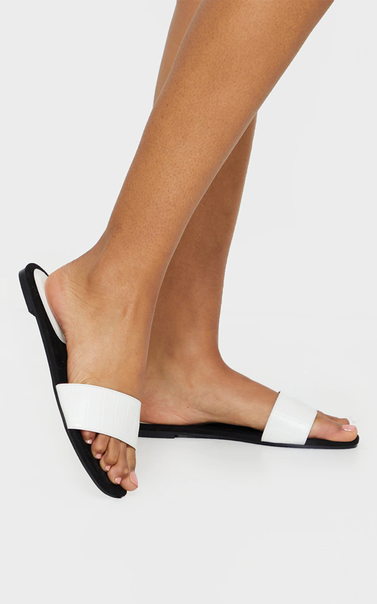 White Single Strap Mule Sandal