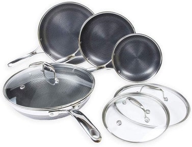 HexClad 7-Piece Hybrid Cookware Set with Lids and Wok