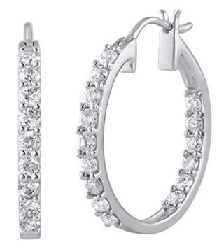 Finerock 1 Carat Diamond Inside Out Hoop Earrings in 10K Gold