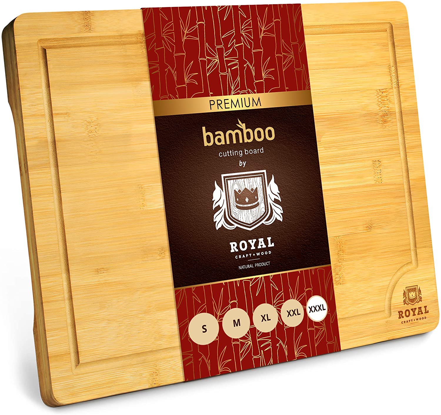 Bamboo Cutting Board for Kitchen 24" x 18" - Cheese and Charcuterie Serving Tray for Meat, Turkey, Vegetables, Dough - Carving Board with Juice Groove