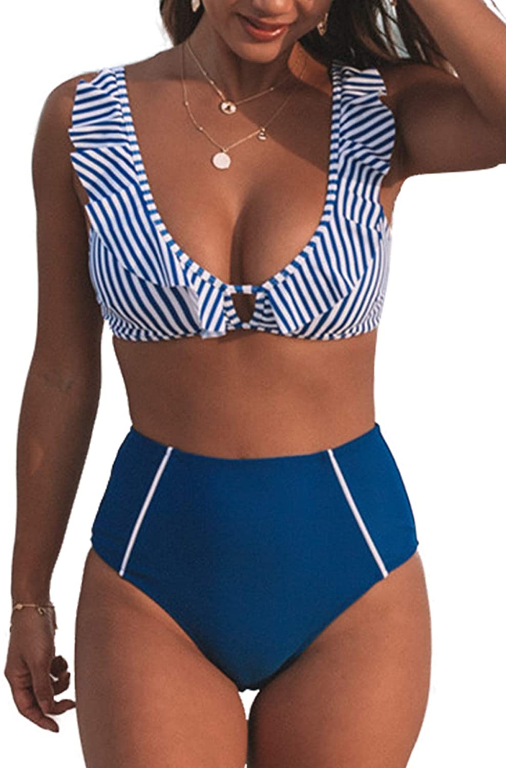 CUPSHE High Waist Two Piece Bathing Suit