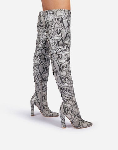 Ego x Molly Mae Invasion Over-the-Knee Boots in Snake