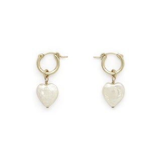 Stella and Bow Eleanor Pearl Heart Hoops