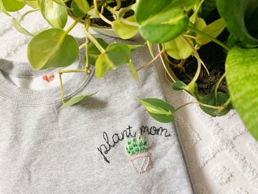 Shop The Stitchuation Plant Mom Custom Embroidered T-Shirt