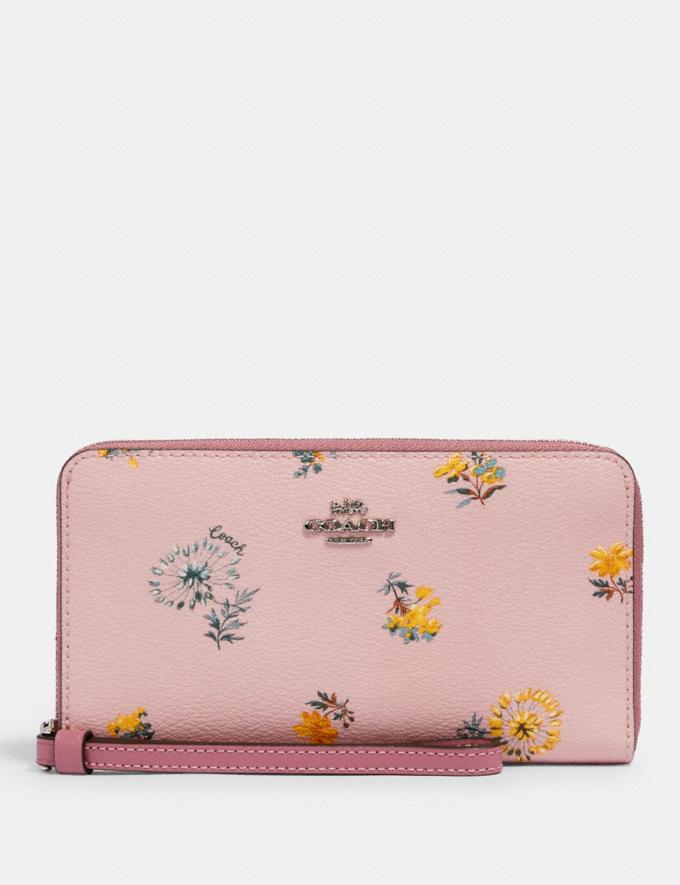 Coach Large Phone Wallet With Dandelion Floral Print