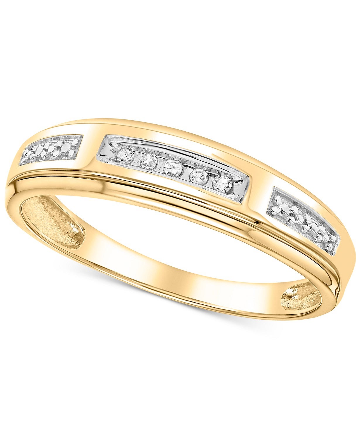 Macy's Men's Diamond Accent Wedding Band in 14k White Gold or Yellow Gold