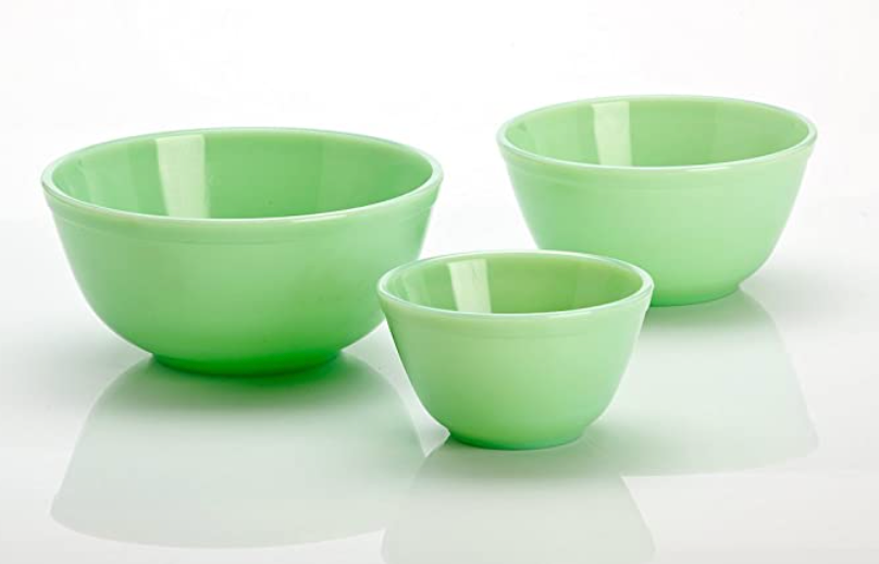 Mosser Glass 3 Piece Mixing Bowl Set in Jadeite