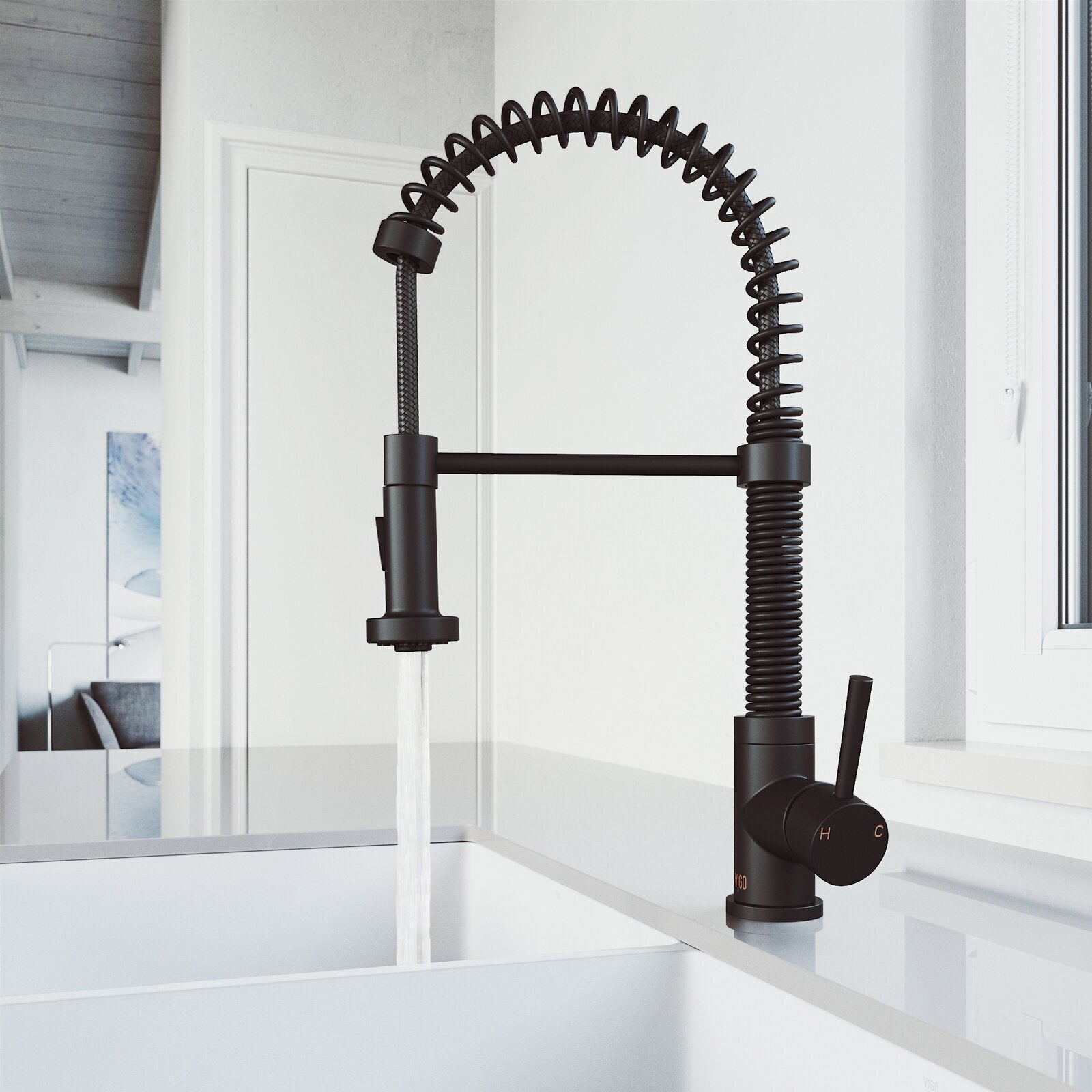 VIGO Edison Pull Down Single Handle Kitchen Faucet with Optional Soap Dispenser
