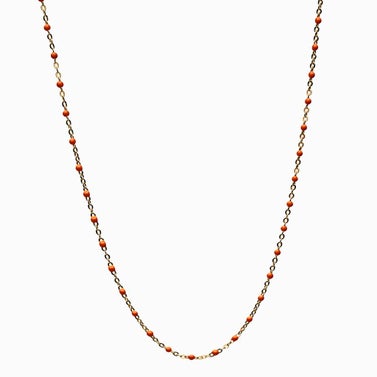 Orange Beaded Enamel Necklace