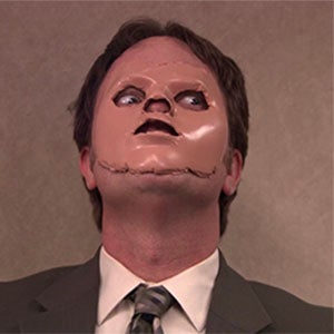 The Office: Dwight wears the CPR dummy's face