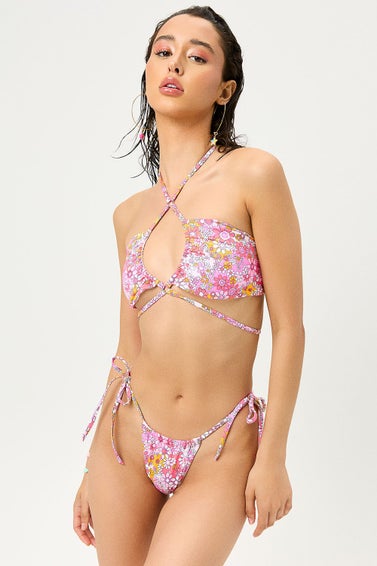 Malibu Halter String Bikini Top & Tia Floral String Bikini Bottom