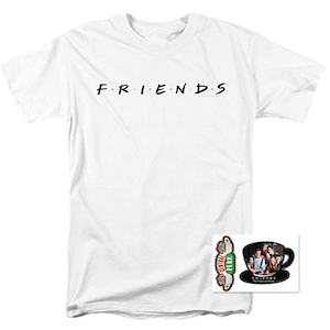 Popfunk Friends TV Show Logo White T-Shirt & Stickers