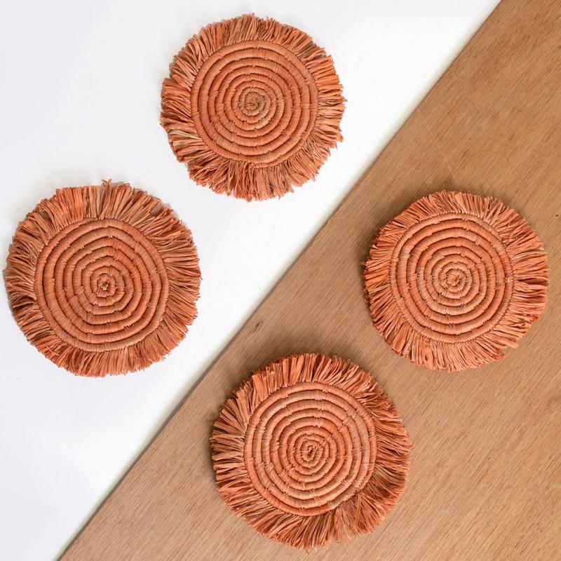 Jungalow Peach Fringed Coasters
