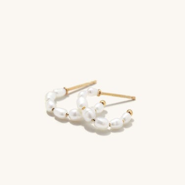Organic Pearl Stacked Hoops