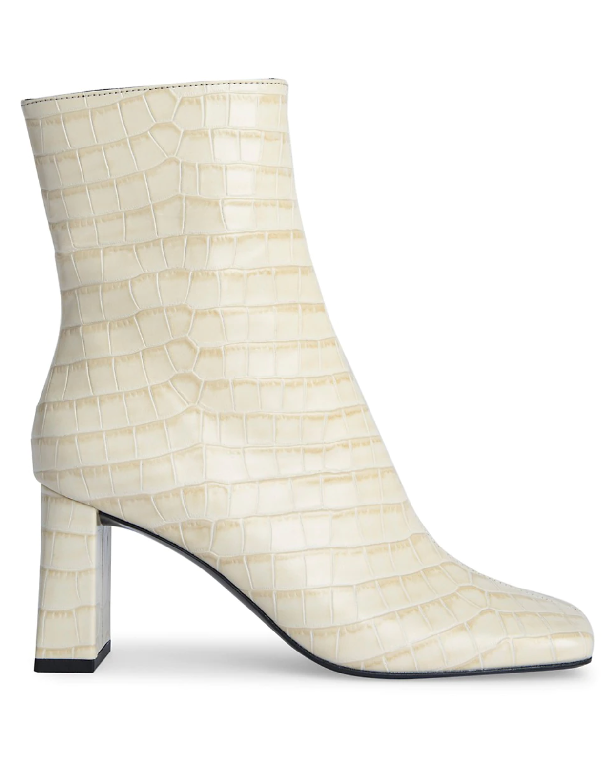 By Far Celine Square-Toe Croc-Embossed Leather Ankle Boots