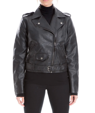 Max Studio Faux Leather Crop Moto Jacket