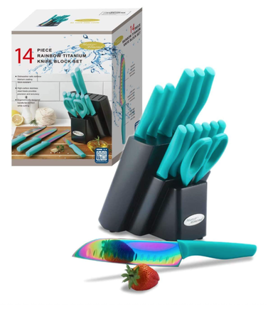 DISHWASHER SAFE Rainbow Titanium Cutlery Knife Set