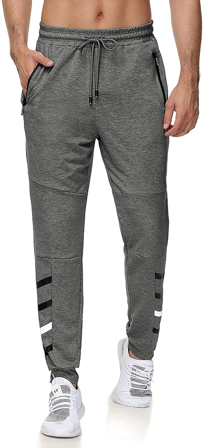 iWoo Men's Casual Sweatpants Gym Joggers Pants Slim Fit Workout Pants with Zipper Pockets