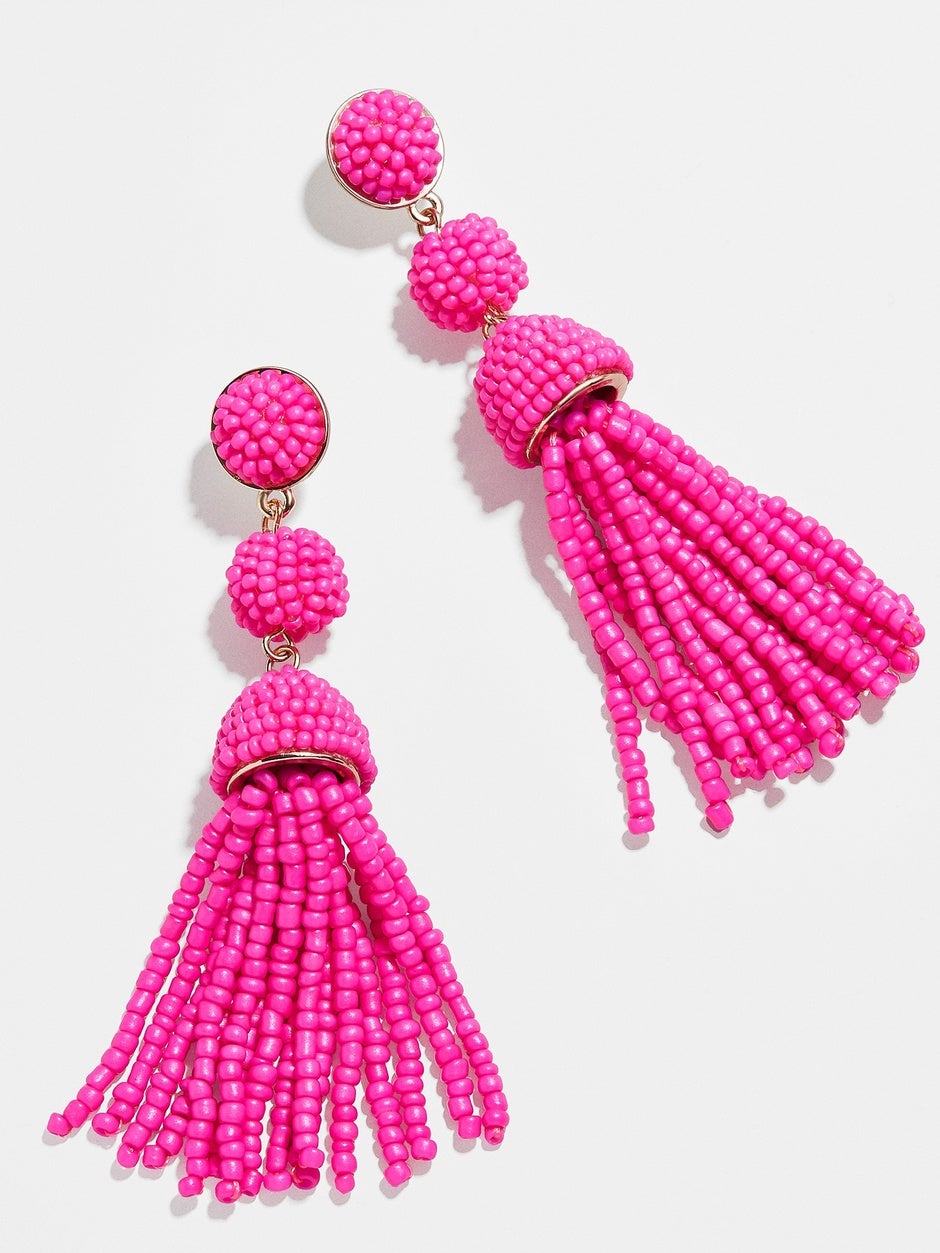 mini granita tassel earrings-pink