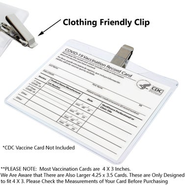 Specialist ID 2 Pack Heavy Duty Vaccination Card Record Holder 4 X 3 with Clip