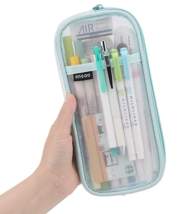 EASTHILL Grid Mesh Pen Pencil Case with Zipper