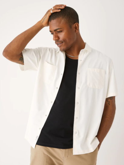 Frank And Oak The Tech Short Sleeves Shirt in White
