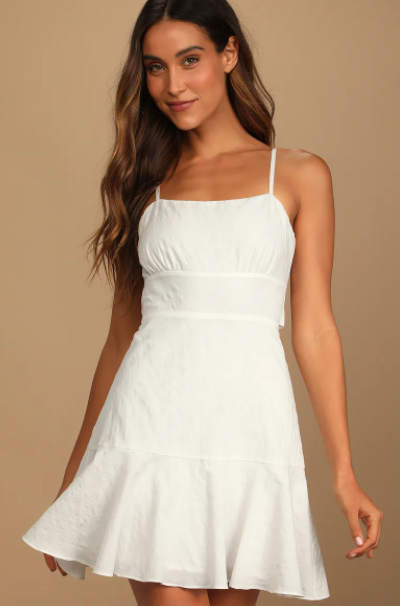 Lulus Days of Dreaming White Tie-Back Mini Dress