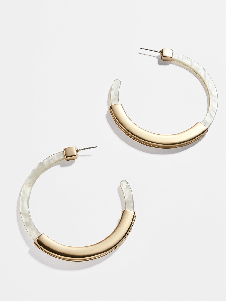 Tassiana Resin Hoop Earrings in Ivory