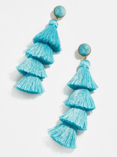 Gabriela Stud Tassel Earrings in Turquoise
