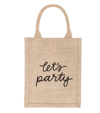 Reusable Burlap Gift Tote Bag - Let's Party