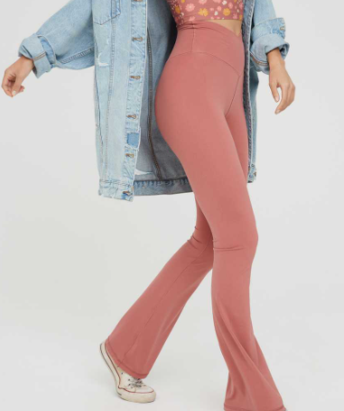 aerie, Pants & Jumpsuits, Offline By Aerie Real Me Waffle High Waisted  Ruched Flare Legging