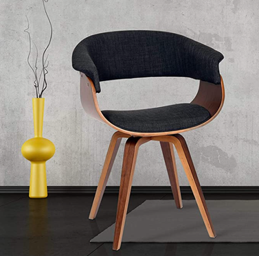 Armen Living Summer Chair in Charcoal Fabric and Walnut Wood Finish