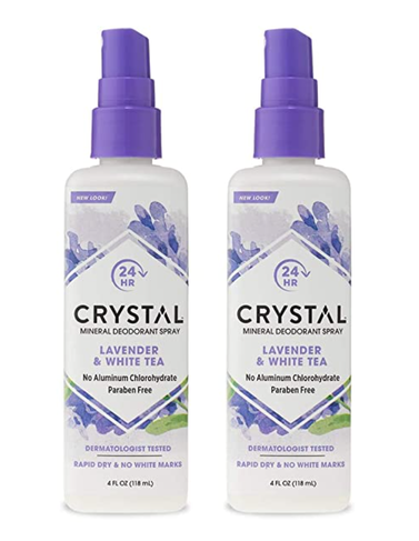 CRYSTAL Mineral Deodorant Spray- Body Deodorant With 24-Hour Odor Protection, Lavender & White Tea